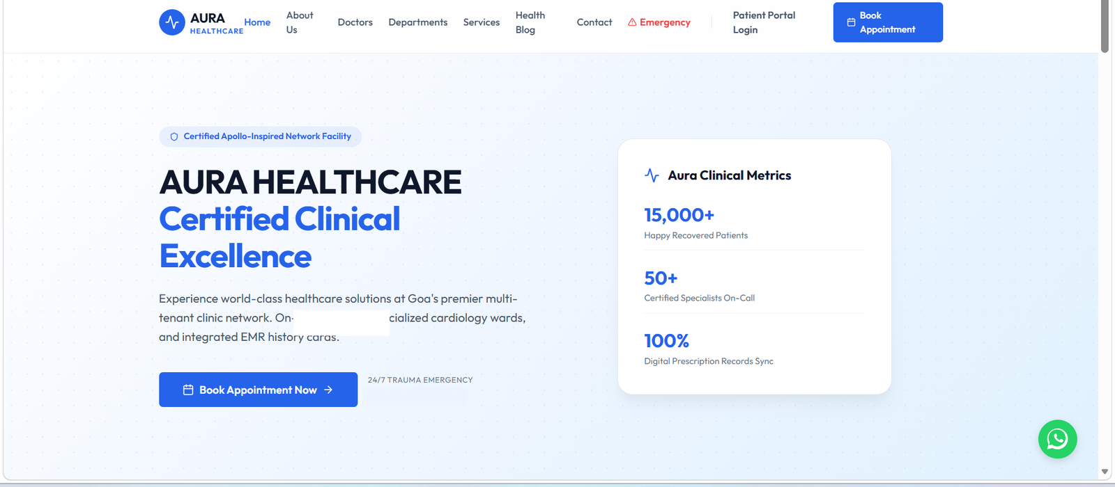 Aura Healthcare homepage